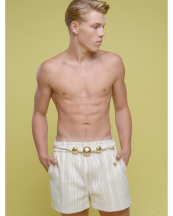 Short em Linho Listrado 25-branco-P