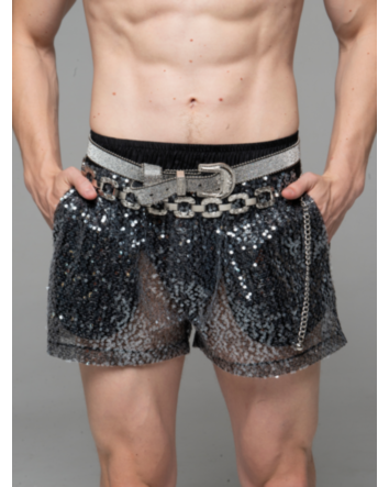 Short em Paetê Crystal-Paetê Prata-G