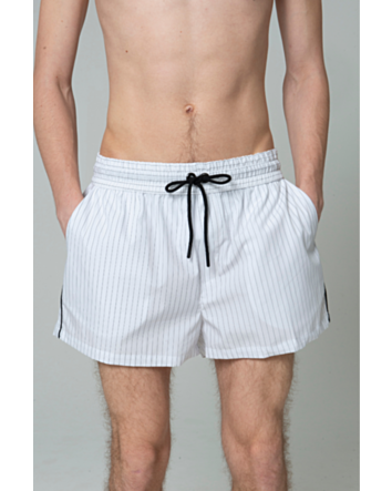 Short Pijama em Tricoline Risca de Giz