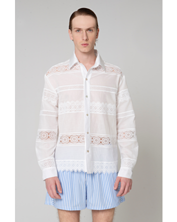 Camisa em Laise de Algodão-branco-P