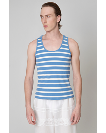 Regata em Rib Listrado-listrado azul e branco maior-P